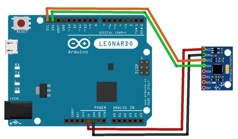 rduino Leonardo和MPU605电路连接图